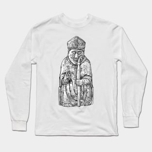 Sacred Moves: The Lewis Chessmen Bishop Design Long Sleeve T-Shirt